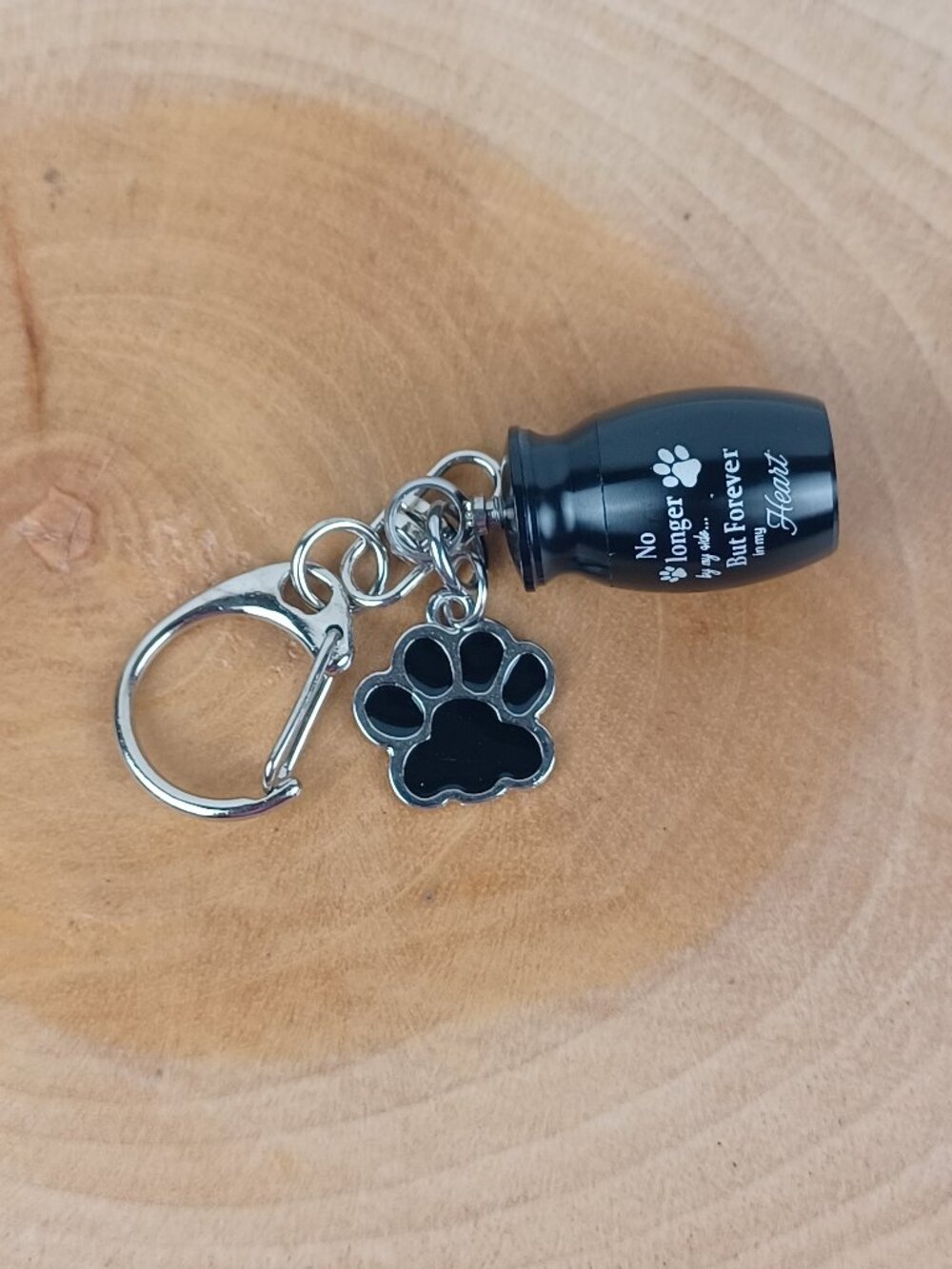 Pet Memorial Keepsake Urn Keychain | Black Stainless Steel Ash Pendant Gift Set